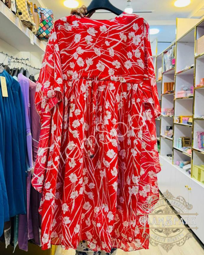 Flower Print Red Kaftan